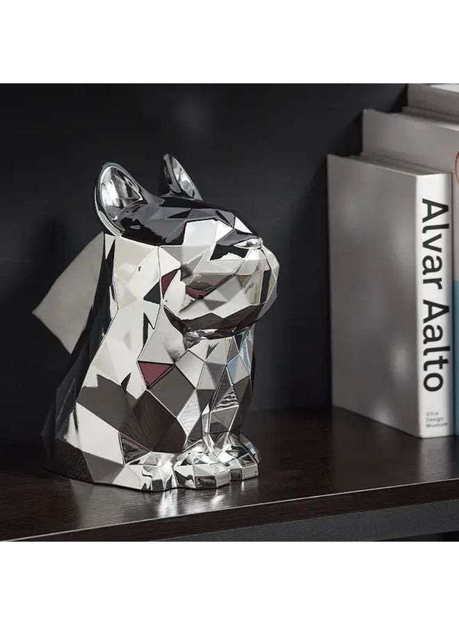 Silvery Plating French Bulldog Tissue Box Holder Modern Home Decor For Living Room - Image 1