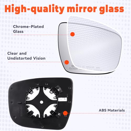 Osakesukar Driver Left Side Mirror Fit For Nissan Rogue 2014-2019 For Nissan Murano 2015-2024 For Nissan Pathfinder 2017-2020 Heated Power Adjustable OEM Fit Replace 963664BA1A NI1324120 - Image 2