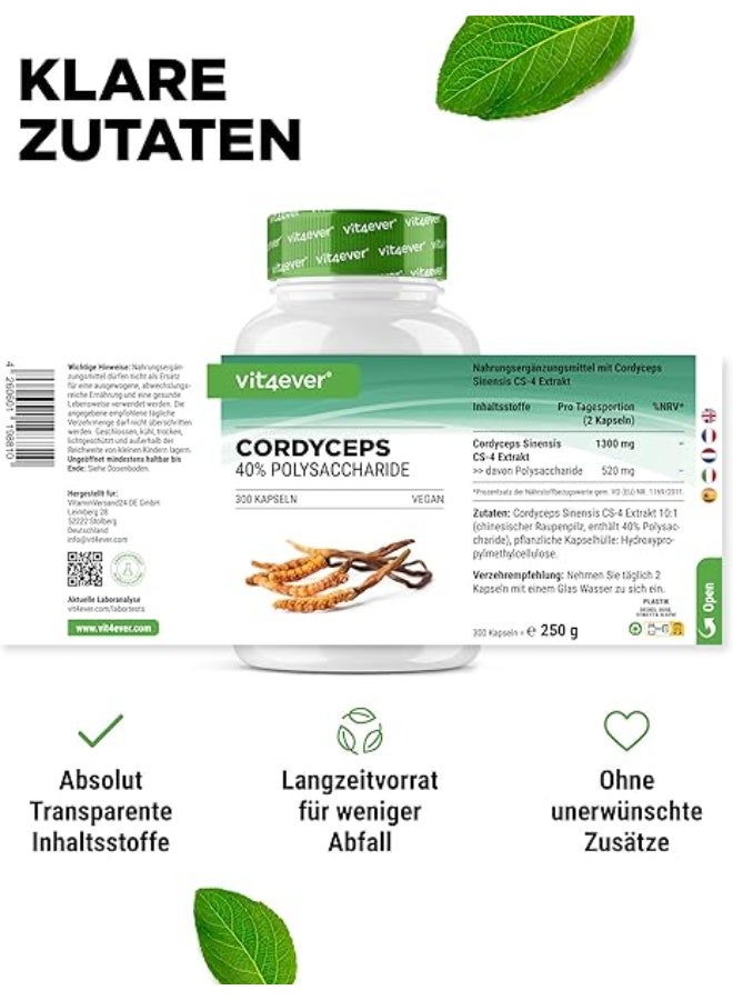 Vit4ever Cordyceps Mushroom – 650 mg – Supports Energy, Stamina & Immune Health – 300 Capsules – Made in Germany - Image 3
