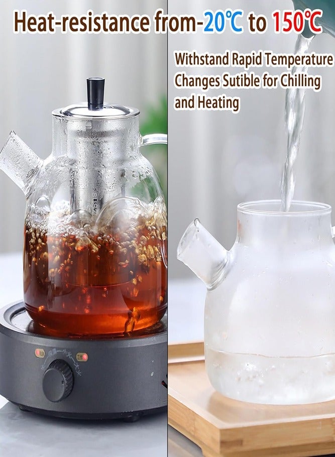 BELLSBERRY 1500ml Glass Teapot with Removable Stainless Steel Infuser & Lid | Stovetop Safe Ideal for Herbal & Blooming Teas  - Image 4