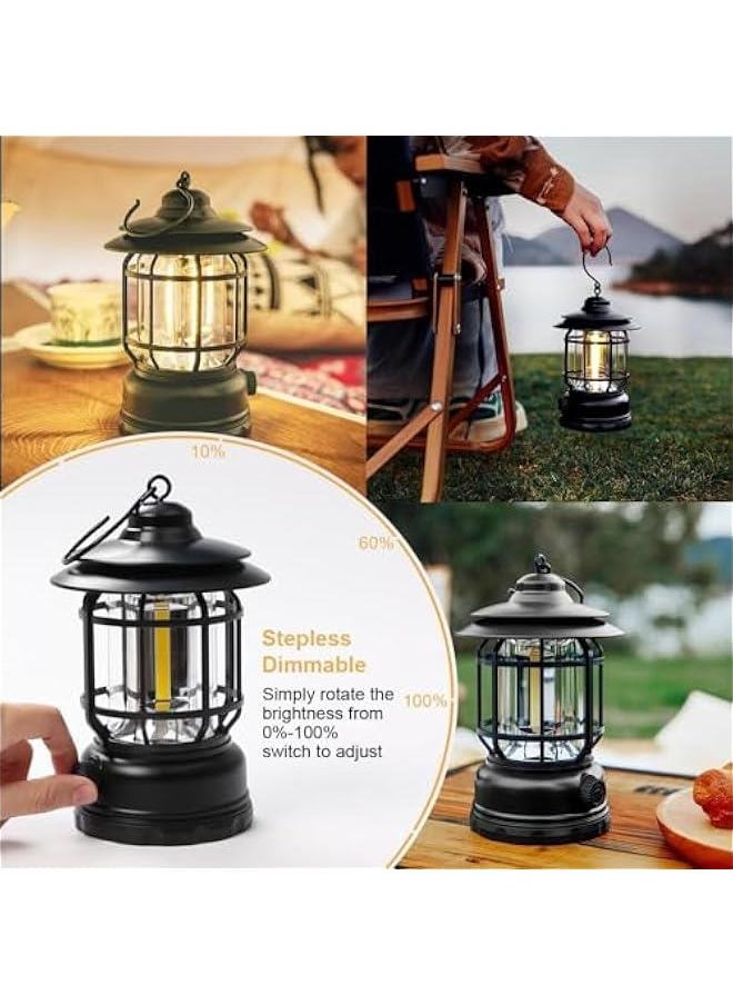 HOOKOR Camping Lantern Rechargeable USB Powered, Metal Retro Camping Light Waterproof Hanging LED Vintage Tent Lamp for Outdoor Hiking Fishing Emergency  - Image 3