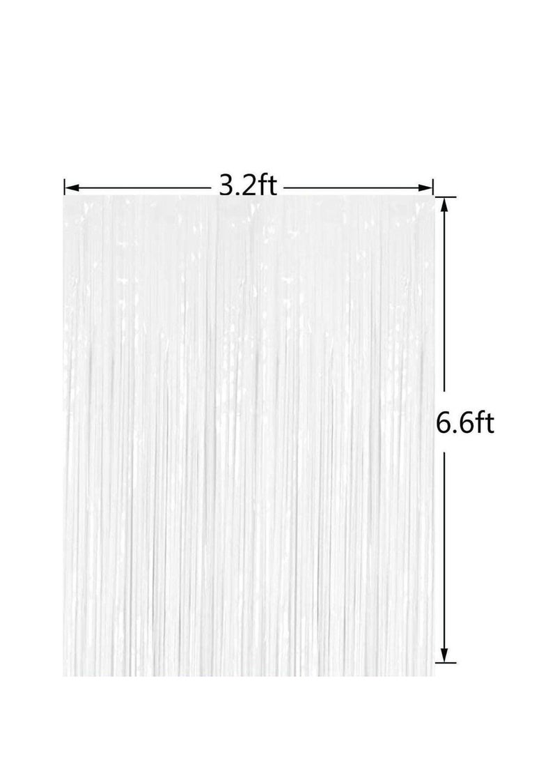 MARKQ White Foil Fringe Curtain | 1 x 2-meter Metallic Tinsel Streamers Party Backdrop for Halloween, Baby Shower, Wedding, Eid, Graduation, Birthday Party Decorations [Pack of 1]  - Image 2