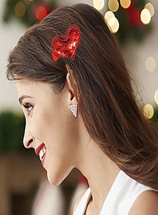 DIUEWOW 3PCS Valentine Sequins Heart Hair Clips for Toddler Girls Glitter Barrettes Red Pink Rose Red Hair Pins Hair Accessories for Women Girls Heart Claw Clips for Valentines Party Decorations - Image 5