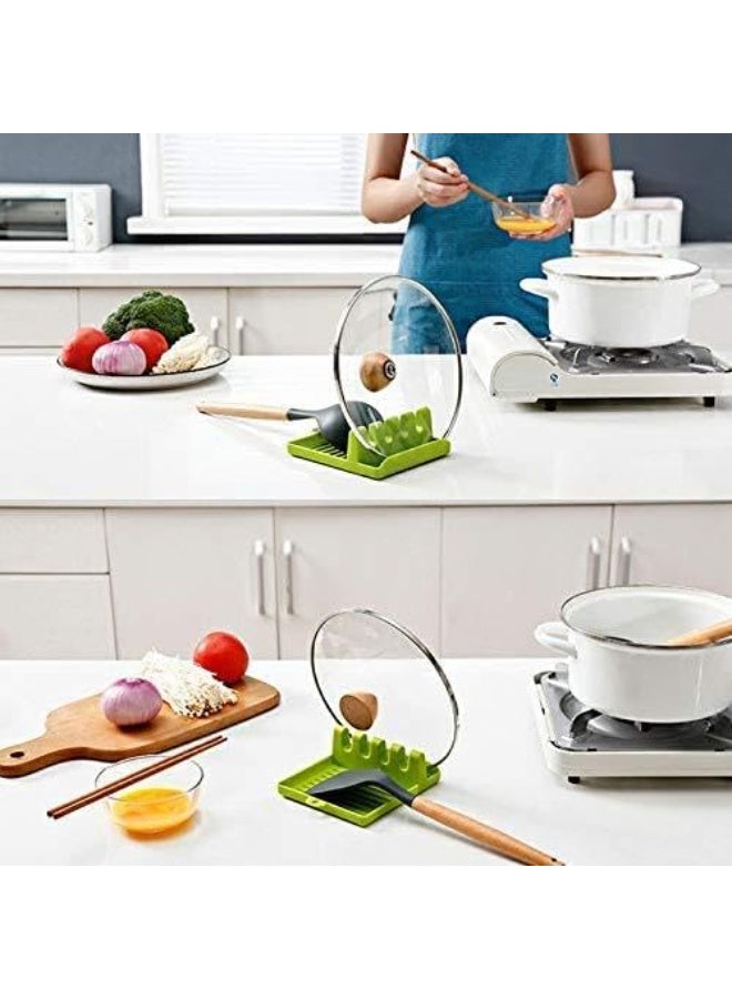 Spoon Rest with Drip Pad Kitchen Utensil Rest Spoon Rest Holder for Multiple Utensils Ladle Tongs Spatula Rack Kitchen Stove Top multicolor - Image 2