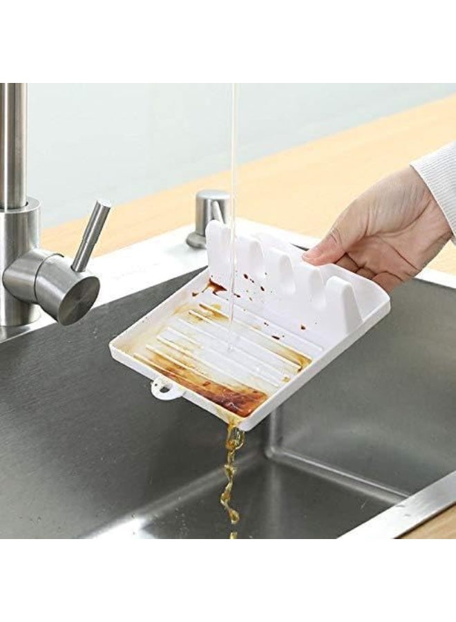 Spoon Rest with Drip Pad Kitchen Utensil Rest Spoon Rest Holder for Multiple Utensils Ladle Tongs Spatula Rack Kitchen Stove Top multicolor - Image 4