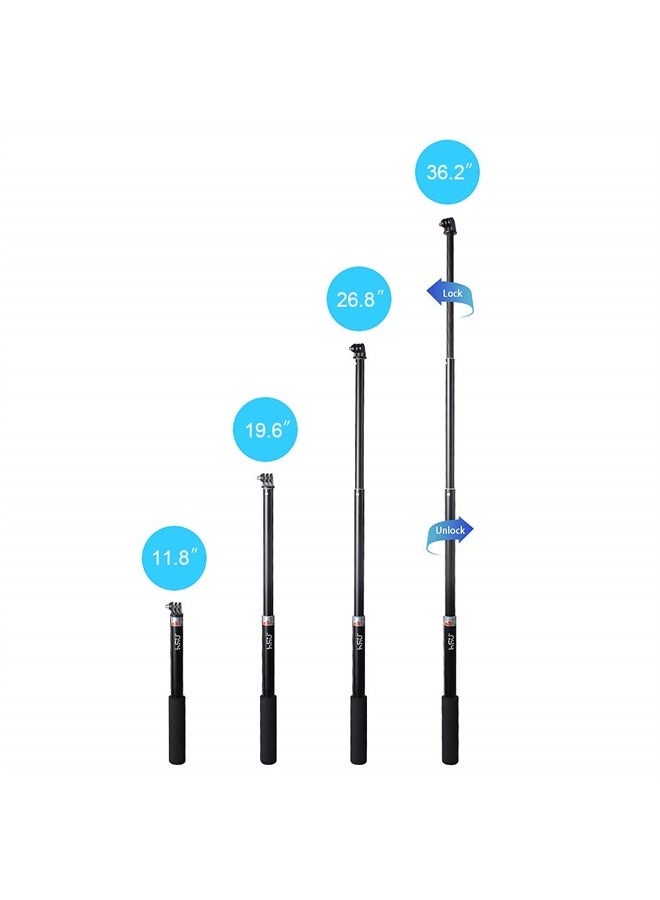 HSU Extendable Selfie Stick for Action Camera，Waterproof Hand Grip for GoPro Hero 11/10/9/8/7, Handheld Monopod 6.5" to 26.4" Compatible with Cell Phones, AKASO Campark and Other Action Cameras - Image 3