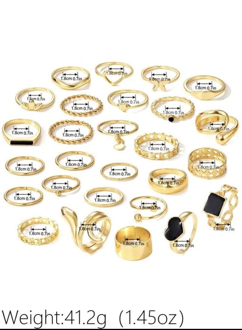 مجموعة من سبيكة الصيف 27 مساءً ، القلب ، الفراشة ، الأوراق ، الحلقات السميكة ، مثالية للنساء اليومي ، الخروج ، الحفلات ، هدية عيد الميلاد