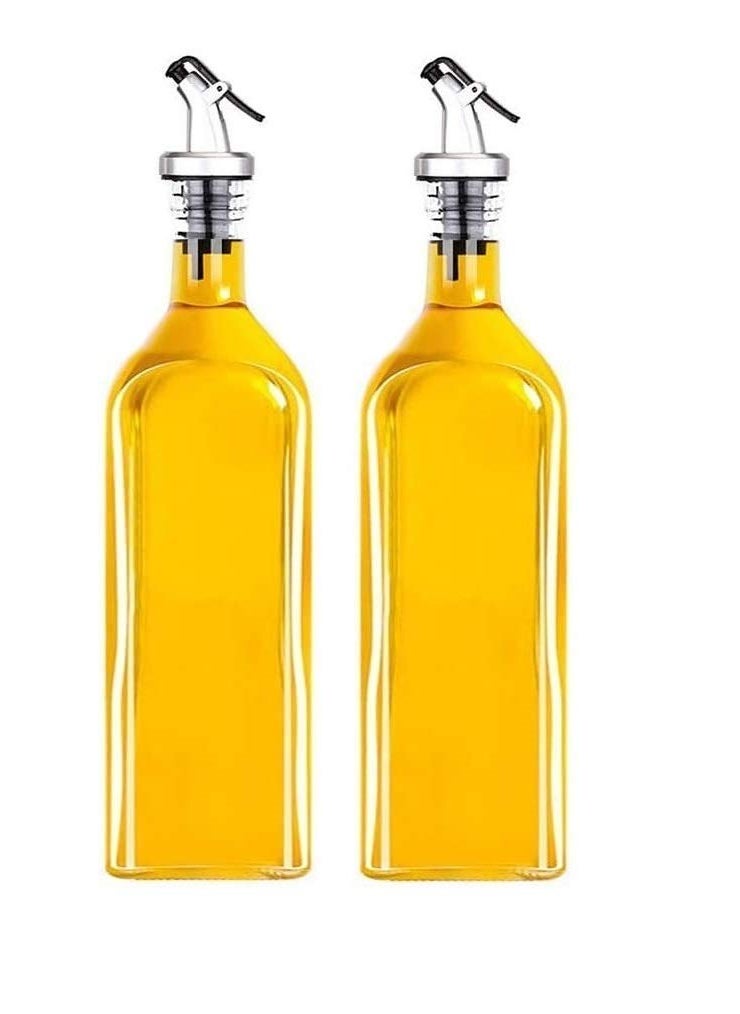 CASTANEA - Oil Dispenser for Cooking, Glass Oil Bottle for Kitchen, Oil & Vinegar Cruet Set, SS Spout Cap, 1000 ml, Pack of 2 - Image 1
