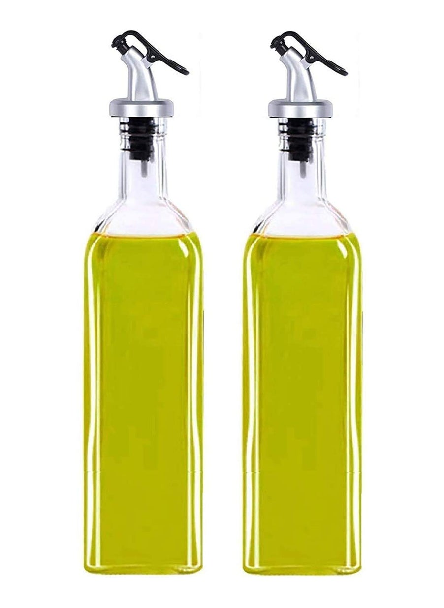 CASTANEA - Oil Dispenser for Cooking, Glass Oil Bottle for Kitchen, Oil & Vinegar Cruet Set, SS Spout Cap, 1000 ml, Pack of 2 - Image 1