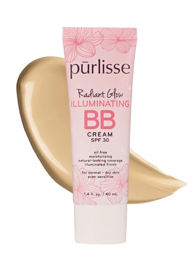 Purlisse pūrlisse Radiant Glow Illuminating BB Cream Spf30 Hydrating and Moisturizing Natural Organic Cruelty-free Sulphate & Paraben Free For All Skin Even Sensitive Skin 1.4 Fl Oz (Light Medium) - Image 1