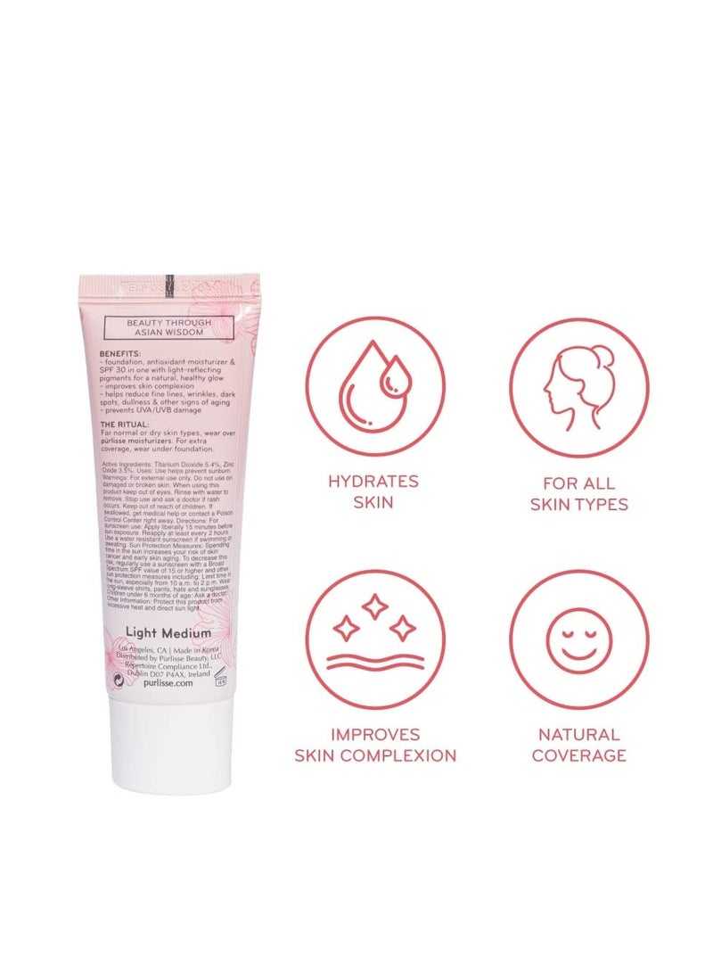 Purlisse pūrlisse Radiant Glow Illuminating BB Cream Spf30 Hydrating and Moisturizing Natural Organic Cruelty-free Sulphate & Paraben Free For All Skin Even Sensitive Skin 1.4 Fl Oz (Light Medium) - Image 2