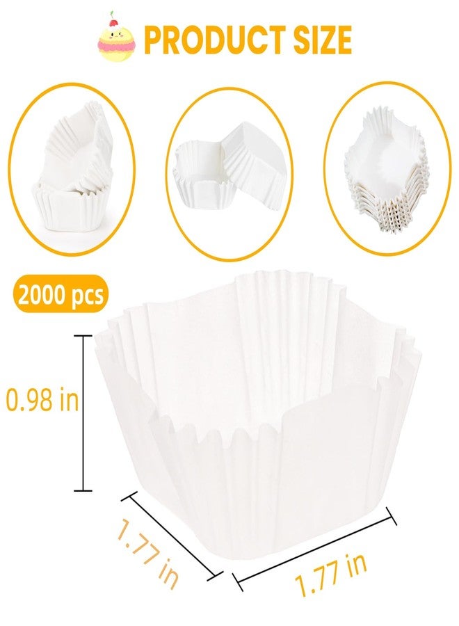 WRINGKIT 2000 Count Mini Cupcake Liners, Square White Paper Baking Cups, Disposable Brownie Muffin Liners No Smell, Small Cupcake Papers Wrappers for Wedding, Party, Bridal, Birthday - Image 2