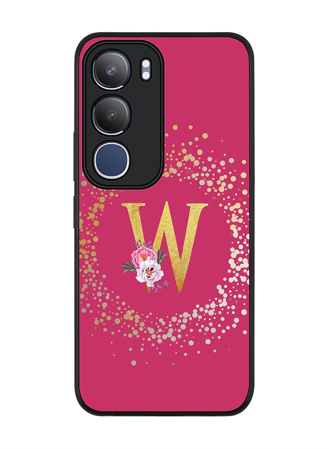 Stylizedd For vivo Y19s / Y19s Pro Case,Slim fit Camera Protection, Shockproof Thin Phone cover  - Custom Monogram Floral - W ( Deep Pink )