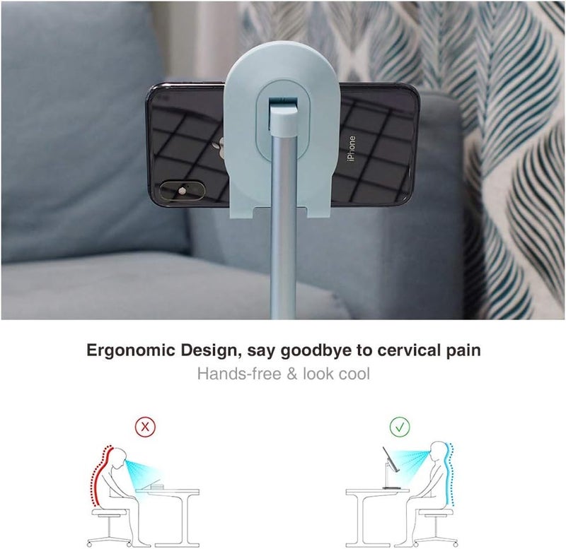 Bright Stone Phone Stand for Desk, Adjustable Cell Phone Holder for Desk, Compatible with 4"-12.9" Phones/Tablet/iPhone/iPad/Switch (Blue) - Image 3