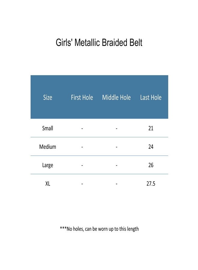 CTM® Girls Woven Mettalic Belt, White, Medium (22-24 inches) - Image 2