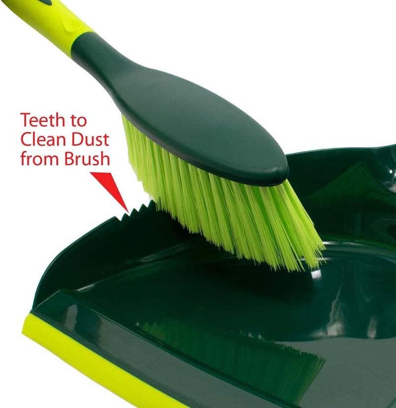 Pine Sol Dustpan and Brush Set | Nesting Snap-On Design | Portable, Compact Dust Pan and Hand Broom for Cleaning with Rubber Grip Edge, Green - Image 4