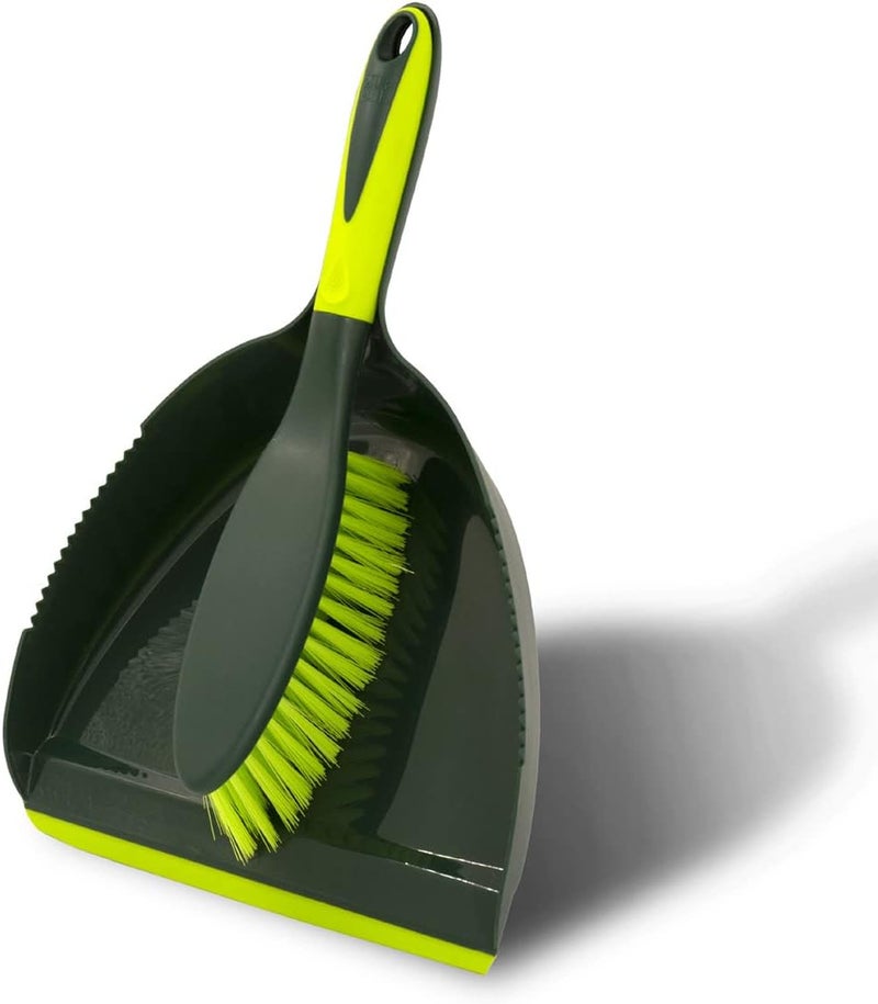 Pine Sol Dustpan and Brush Set | Nesting Snap-On Design | Portable, Compact Dust Pan and Hand Broom for Cleaning with Rubber Grip Edge, Green - Image 1