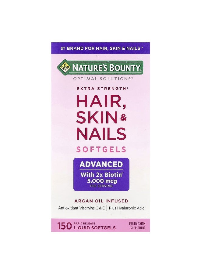 NATURE'S BOUNTY Nature's Bounty, Optimal Solutions®, Hair, Skin & Nails, Extra Strength , 150 Rapid Release Liquid Softgels - Image 1
