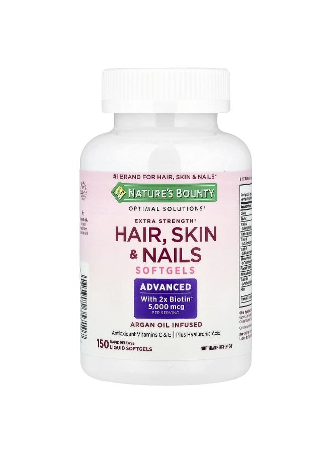 NATURE'S BOUNTY Nature's Bounty, Optimal Solutions®, Hair, Skin & Nails, Extra Strength , 150 Rapid Release Liquid Softgels - Image 3