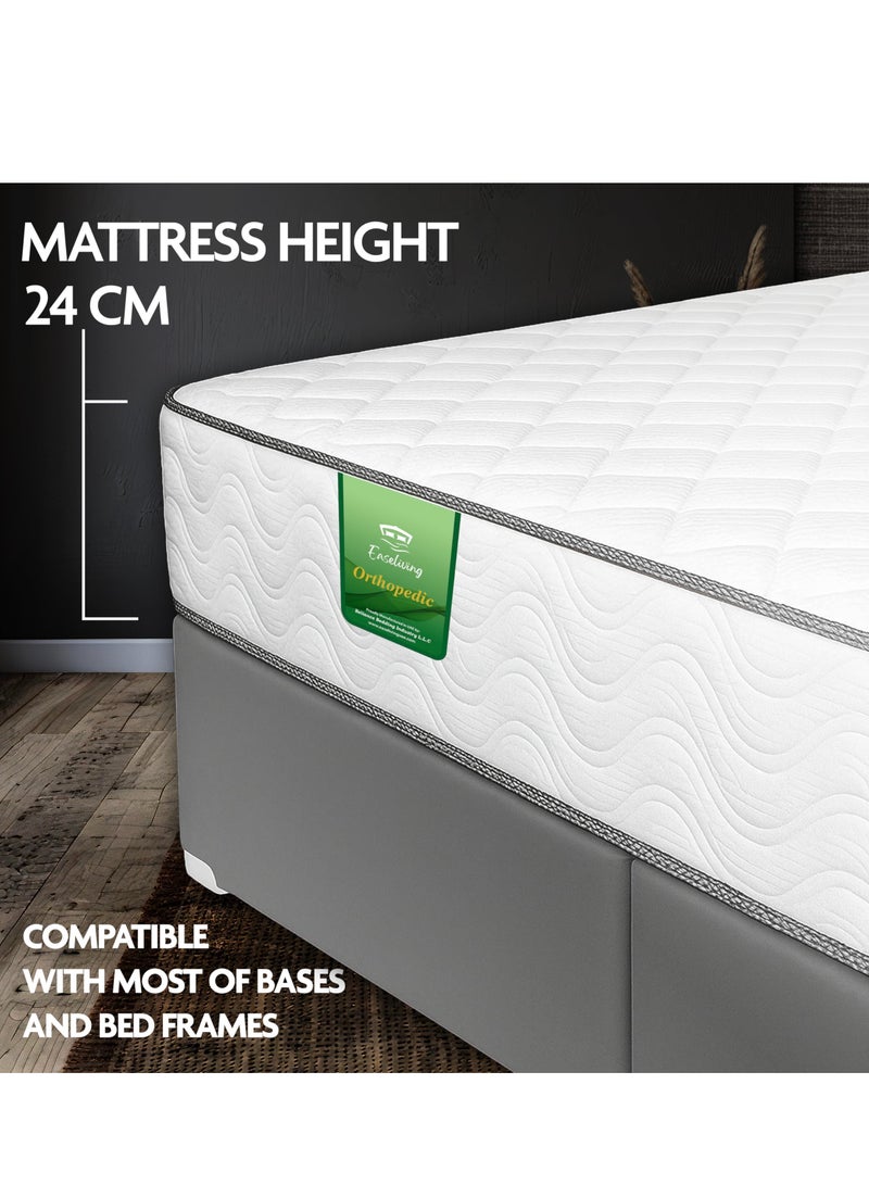 EASELIVING مرتبة أورثوبيديك بحجم كوين - مرتبة متوسطة الصلابة بسُمك 24 سم مع قماش قابل للتهوية | مرتبة أورثو بنيل قابلة للعكس مع تخفيف الضغط لجميع أوضاع النوم | ضمان 3 سنوات (160 × 200 سم) - Image 2