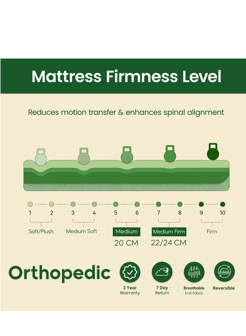 EASELIVING مرتبة أورثوبيديك بحجم كوين - مرتبة متوسطة الصلابة بسُمك 24 سم مع قماش قابل للتهوية | مرتبة أورثو بنيل قابلة للعكس مع تخفيف الضغط لجميع أوضاع النوم | ضمان 3 سنوات (160 × 200 سم) - Image 4