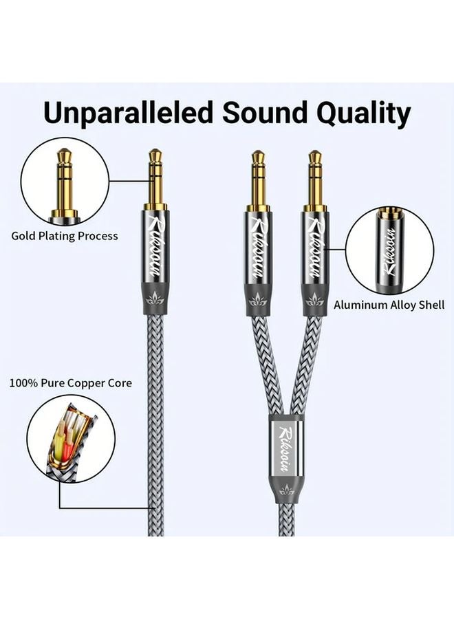 3.5 مم مقسم صوتي 1 2 م ذكر إلى محول TRS ستيريو كابل سماعات الرأس مكبرات الصوت - Image 4