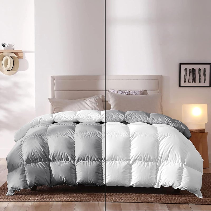 Grace Linen 400 GSM Winter Bedding Comforter for Single Size 60X90 Reversible Restful Sleep Soft Microfiber Single Size ComforterQuiltDuvetBlanket Single Size WhiteSilver Grey - Image 2