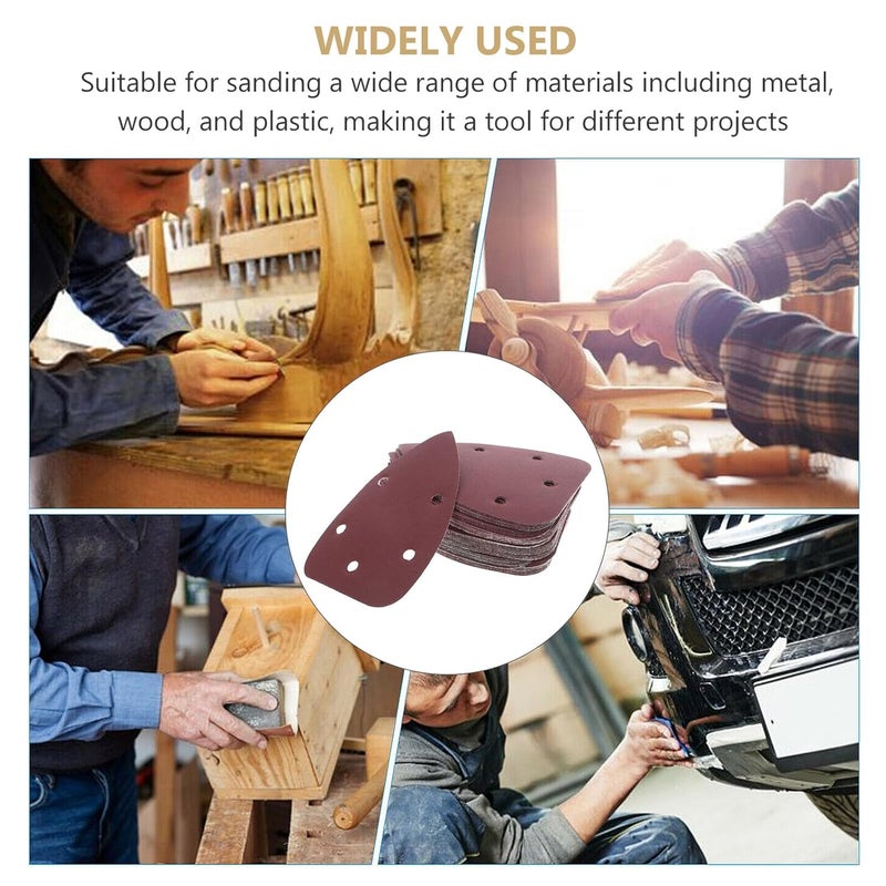 جارنيك 50pcs Assorted Grit Sandpaper Sheets for Mouse Sander, 5-Hole Hook and Loop Detail Sanding Pads Set for Hobby, Wood, Clay, and Precision Finishing (60# 80# 120# 180# 240#) - Image 3