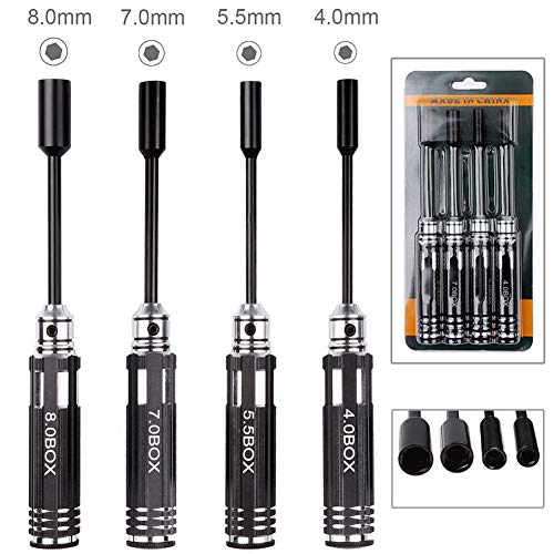 HobbyPark Hex Nut Driver Set Hexagonal Head Nut Wrench 4.0/5.5/7.0/8.0mm Repair Tool Kit Socket Screwdrivers for RC Quadcopter Helicopter FPV Drone Car Airplane - Image 4
