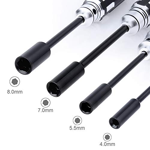HobbyPark Hex Nut Driver Set Hexagonal Head Nut Wrench 4.0/5.5/7.0/8.0mm Repair Tool Kit Socket Screwdrivers for RC Quadcopter Helicopter FPV Drone Car Airplane - Image 2