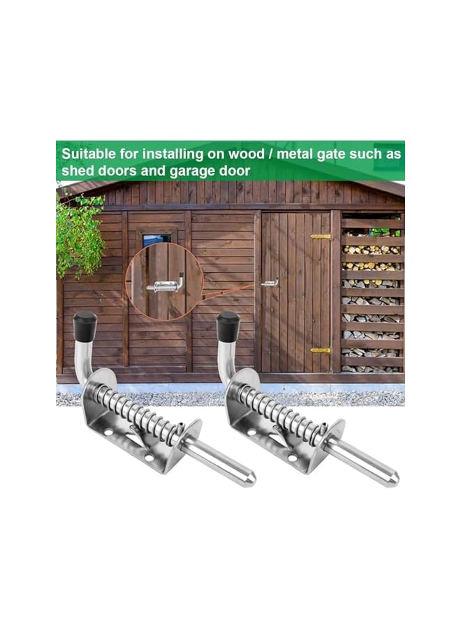 promass Spring Latch Bolt, 2 Pcs Stainless Steel Barrel Bolt Metal Lock with Grip, 128 mm Heavy Duty Spring Latch Pin for Yard Gate Shed Door Tailgate Trailer Garage Barn Door - Image 3