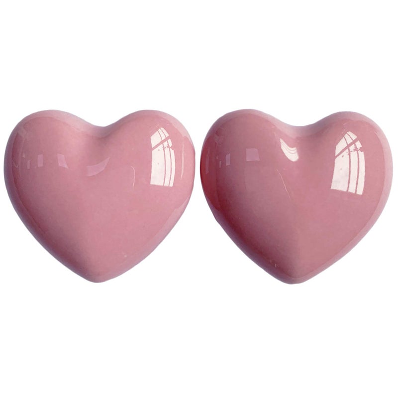 Perphin Ceramic Drawer Knobs Heart Shape Cabinet Dresser Pulls Handles with 3 Sized Screws Kitchen Furniture Knobs for Closet Cupboard Wardrobe 2 Pack Pink