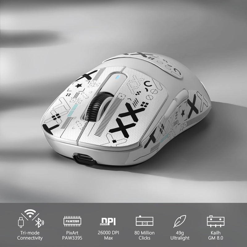 MAMBASNAKE Attack Shark X3 Wireless Gaming Mouse, Ultra-Light 49g, PixArt PAW3395 26000 DPI, Bluetooth/2.4GHz/Triple Mode Wired, 200 Hours Rechargeable Battery, Kailh GM8.0 Switch for - Image 2