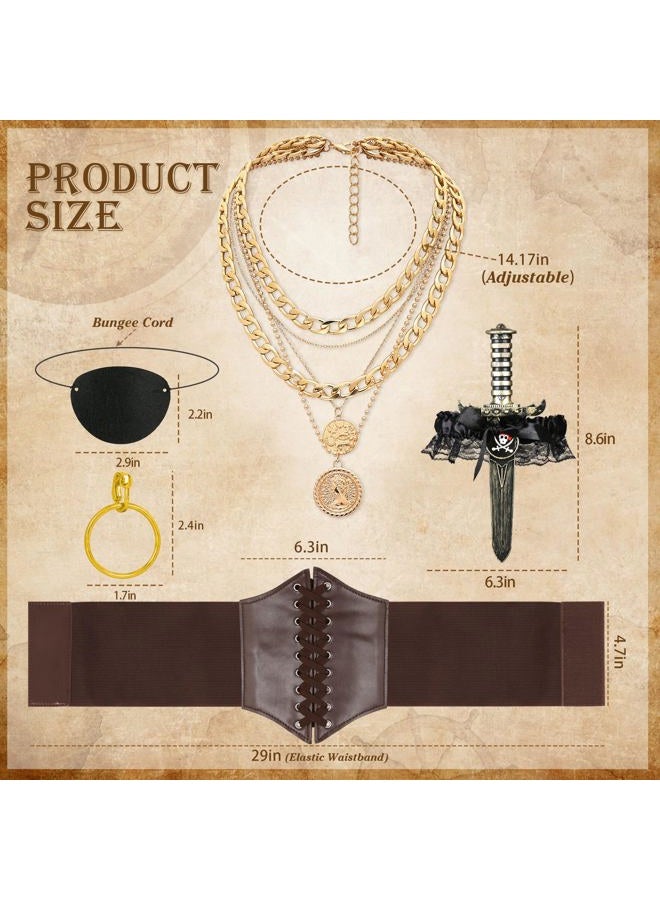 CICOCI Pirate Costume Women Outfits Renaissance Corset Steampunk Skirt Top Pirate Accessories Full Halloween Costume, Brown, X-Large - Image 4