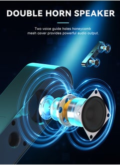 Necomi Computer Soundbar, Stereo USB Powered Wired Soundbar Speaker with Blue LED Light and 3.5 mm Audio Connection for TV Desktop Laptop PC Monitor Mobile Phone  - Image 5