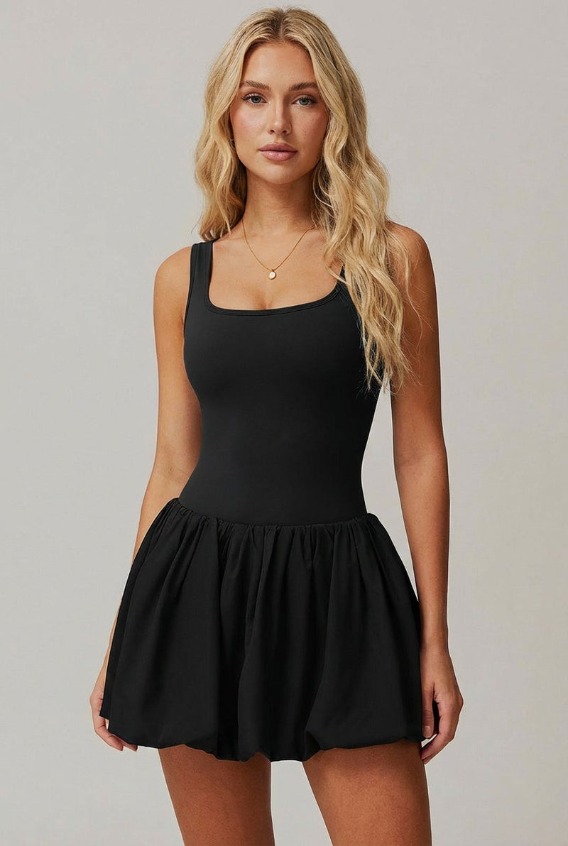 SVL Padel & Tennis Dress with Built-In Bra & Shorts - Black - SVL - Image 1