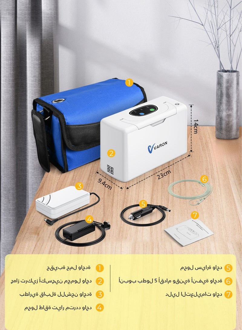 فارون مكثف الأكسجين المحمول، جهاز أكسجين صغير، آلة أكسجين محمولة مستمرة غير قابلة للتعديل 3 لتر مع بطارية قابلة لإعادة الشحن، مولد أكسجين محمول منخفض الضوضاء - Image 2