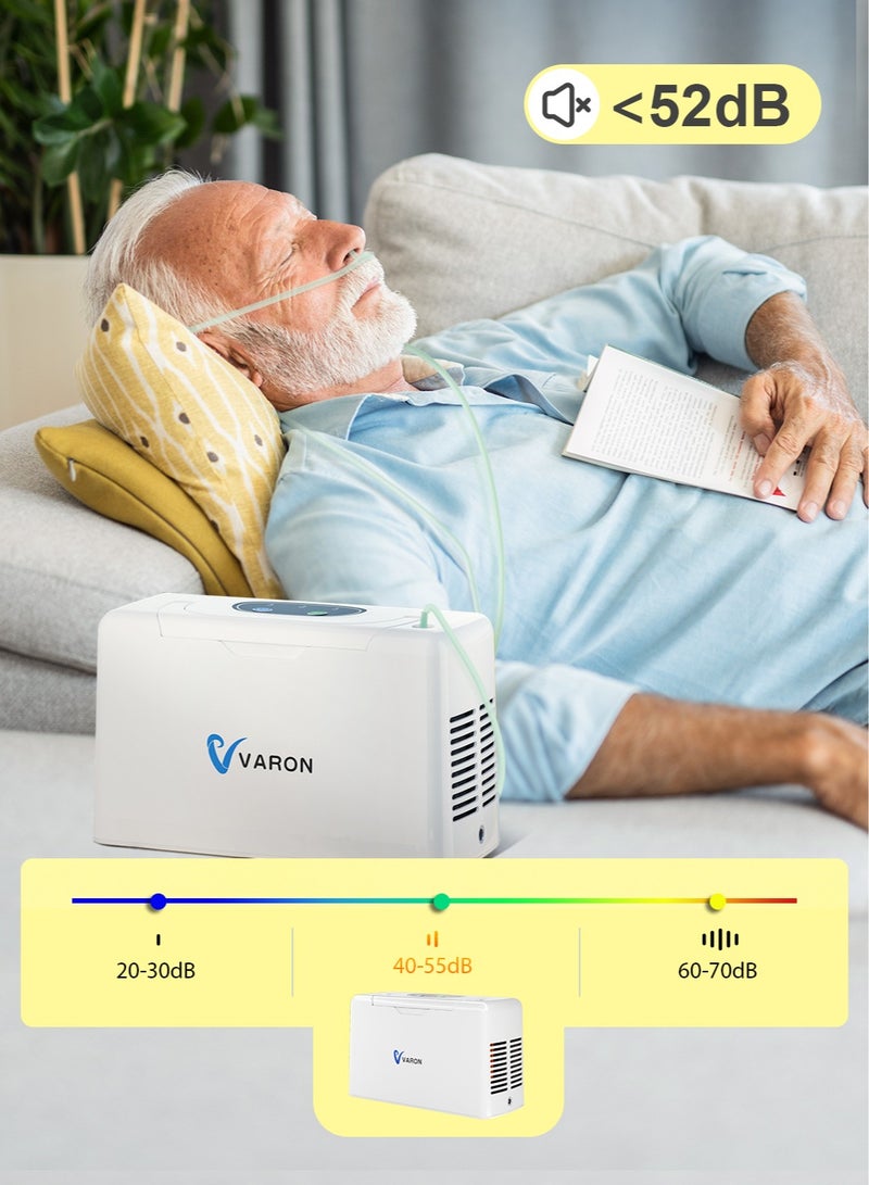 فارون مكثف الأكسجين المحمول، جهاز أكسجين صغير، آلة أكسجين محمولة مستمرة غير قابلة للتعديل 3 لتر مع بطارية قابلة لإعادة الشحن، مولد أكسجين محمول منخفض الضوضاء - Image 4