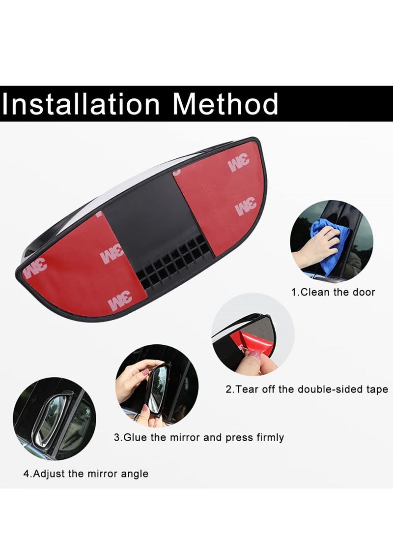 SYOSI - Back Passenger Rear View Mirror, Adjustable Blind Spot Mirror, Real Glass, Car Side View Mirror With Convex Surface Stick on B Pillar for Second Row Door Safely Get-Off, 2 PCS - Image 1
