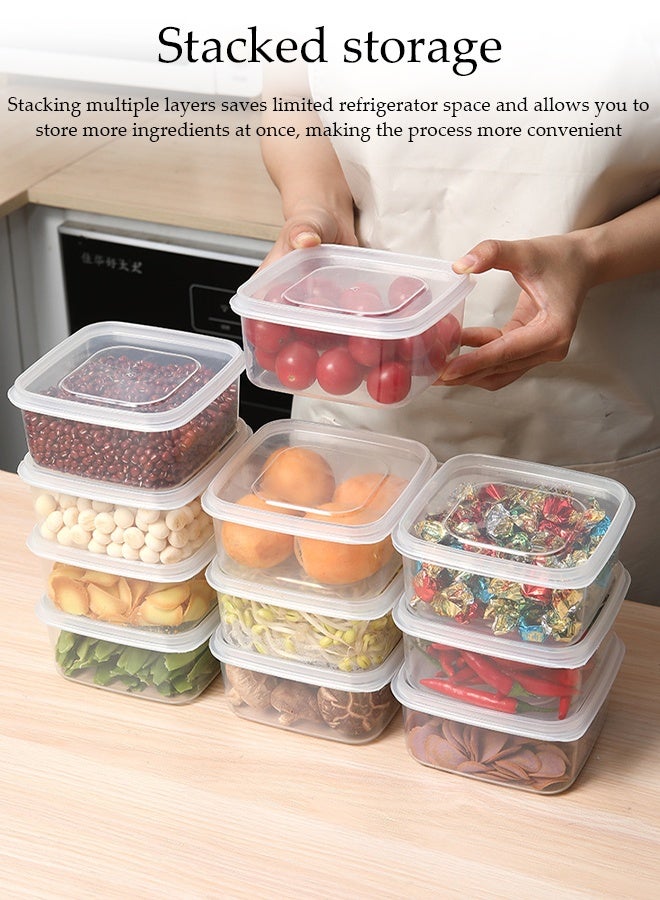 DUNISO 11Pcs Square Plastic Meal Containers Sets with Lids Food Storage Containers Stackable Food Prep Containers Sets Leak Proof Microwave Freezer Safe Reusable Fridge Storage Boxes for Vegetable, Fruit, Meat, Cereal - Image 5