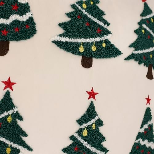 LUOYEHK Christmas Pillow Covers 18x18 Set of 2 Christmas Tree Decorative Beige Pillow Cases Winter Holiday Velvet Embroidered Cushion Covers for Couch Sofa Bed - Image 4