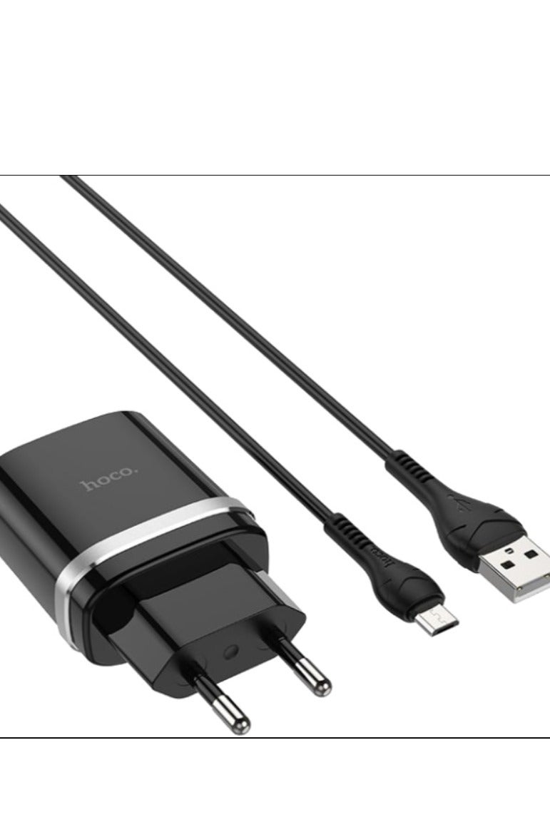 Hoco C12Q - Smart QC3.0 charger set (Micro) (EU) , Compatible with iPhone Samsung Xiaomi Huawei Oppo - Black - Image 2