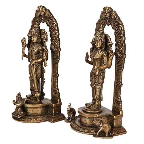 ARTVARKO Brass Vishnu Laxmi Narayan Murti Standing Vishnu Lakshmi Statue Showpiece for Home Decor Puja Items and Gifts 9 Inches - Image 3