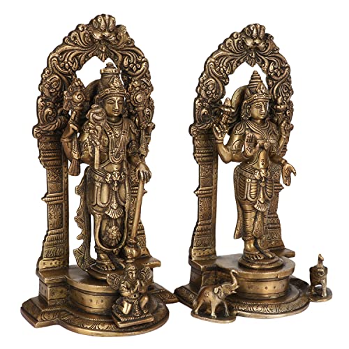 ARTVARKO Brass Vishnu Laxmi Narayan Murti Standing Vishnu Lakshmi Statue Showpiece for Home Decor Puja Items and Gifts 9 Inches - Image 2