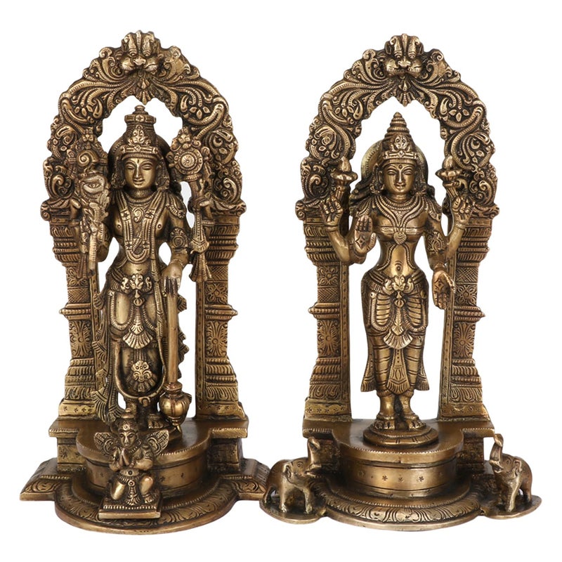 ARTVARKO Brass Vishnu Laxmi Narayan Murti Standing Vishnu Lakshmi Statue Showpiece for Home Decor Puja Items and Gifts 9 Inches - Image 5