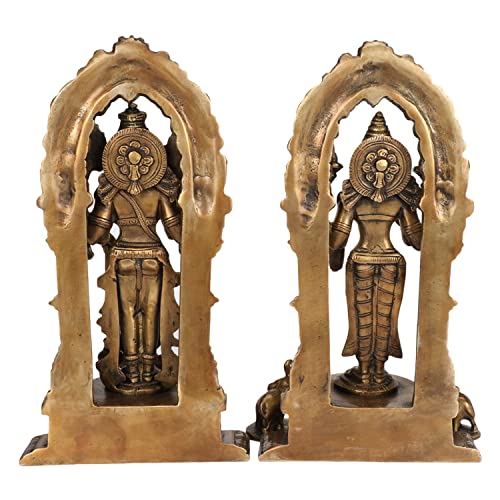ARTVARKO Brass Vishnu Laxmi Narayan Murti Standing Vishnu Lakshmi Statue Showpiece for Home Decor Puja Items and Gifts 9 Inches - Image 4