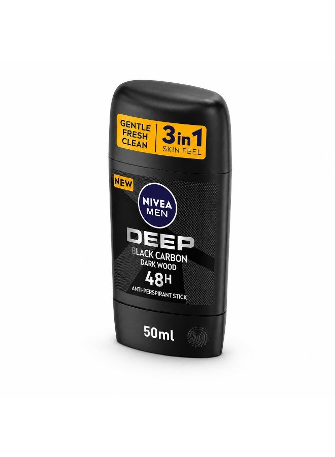Nivea Men Deep Black Carbon Dark Wood AntiPerspirant Deodorant Stick 50ml - Image 2