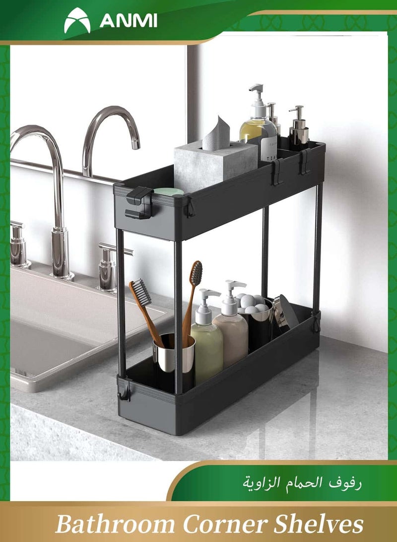 Anmi Slim Storage Cart 4 Tier,Bathroom Organizer Rolling Utility,Mobile Shelving Unit Slide Out for Office, Kitchen, Laundry Room & Narrow Places,Black - Image 3