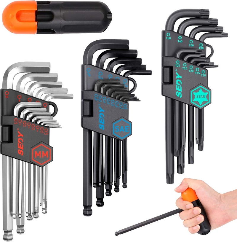 SEDY 36-Pieces Ultimate Allen Wrench Set, Premium Hex & Torx Key Set, SAE & Metric Hex, Ball End Torx Wrenches with Extra - Image 1