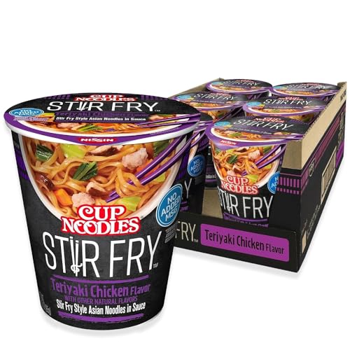 Nissin Cup Noodles Stir Fry Noodles in Sauce, Teriyaki Chicken, 3 Ounce (Pack of 6) - Image 1
